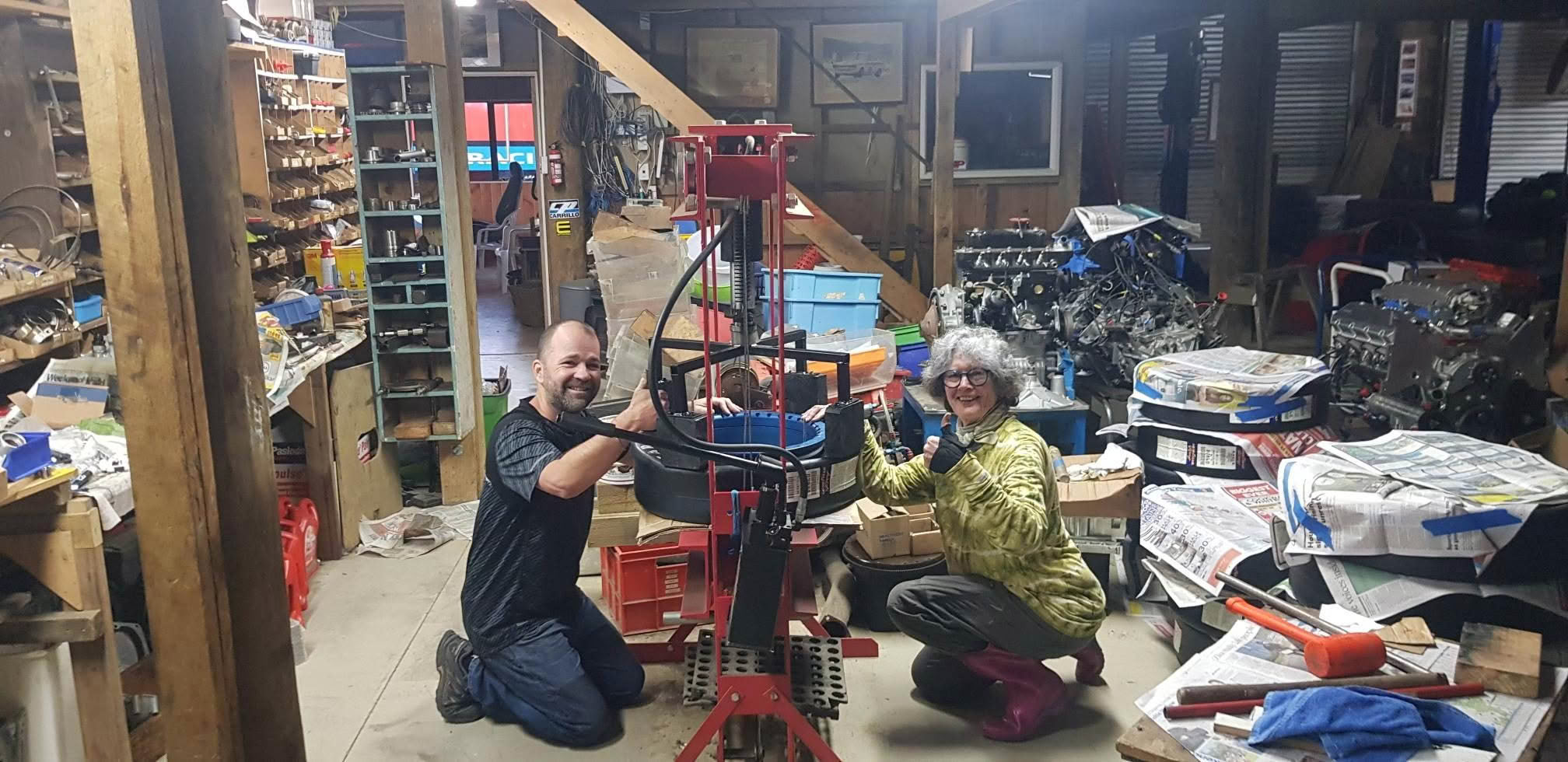 July Jill & Gary Working On Wheel Assembling