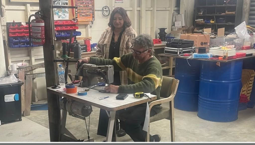 Kevin Showing Pam Sewing