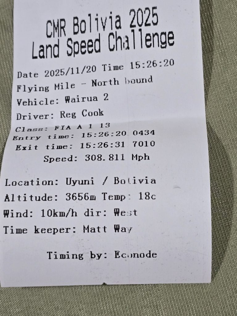 Warua 2 1st Test run 308 Mph